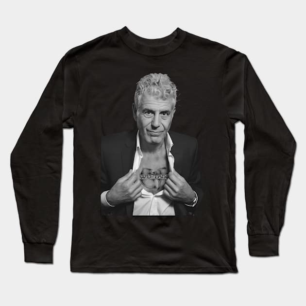 Anthony Bourdain - Vintage Long Sleeve T-Shirt by misuwaoda